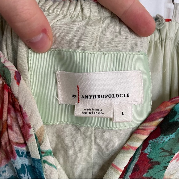 Anthropologie Chiffon Shift Midi Dress Boho Floral Ruffle Wire Neckline Flowy XL - Picture 10 of 15